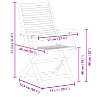 vidaXL Hopfällbara trädgårdsstolar 6 st 57x66x95 cm massivt akaciaträ - Bild 9