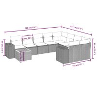 vidaXL Loungegrupp 10 delar med svarta dynor konstrotting - Bild 3