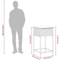 vidaXL Bargrupp för trädgården 3 delar med dynor konstrotting svart - Bild 9