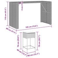 vidaXL Bargrupp för trädgården 9 delar med dynor svart konstrotting - Bild 8