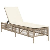 vidaXL Solsängar med dynor 2 st beige konstrotting - Bild 4