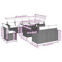 vidaXL Soffgrupp för trädgården med dynor 9 delar beige konstrotting - Bild 10