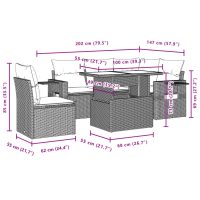 vidaXL Soffgrupp för trädgården med dynor 6 delar beige konstrotting - Bild 11