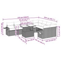 vidaXL Loungegrupp 10 delar med brun dynor konstrotting - Bild 11