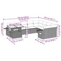 vidaXL Loungegrupp 10 delar med brun dynor konstrotting - Bild 11