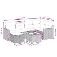 vidaXL Trädgårdssoffset med dynor 7 delar ljusgrå konstrotting - Bild 3