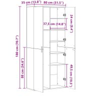 vidaXL Högskåp sonoma-ek 80x35x180 cm konstruerat trä - Bild 10