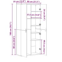 vidaXL Skåp brun ek 80x35x180 cm konstruerat trä - Bild 10