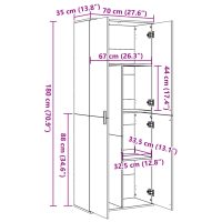 vidaXL Högskåp betonggrå 70x35x180 cm konstruerat trä - Bild 10