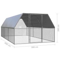 vidaXL Hönsbur 3x6x2 m galvaniserat stål - Bild 5