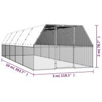 vidaXL Hönsbur 3x10x2 m galvaniserat stål - Bild 5