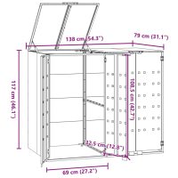 vidaXL Skjul för sopkärl för 2 platser svart 138x79x117 cm stål - Bild 11