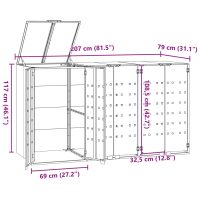 vidaXL Skjul för sopkärl för 3 platser svart 207x79x117 cm stål - Bild 11