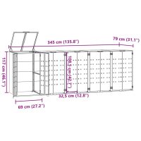 vidaXL Skjul för sopkärl för 5 platser svart 345x79x117 cm stål - Bild 11