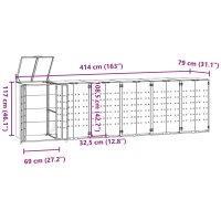 vidaXL Skjul för sopkärl för 6 platser svart 414x79x117 cm stål - Bild 11