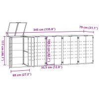 vidaXL Skjul för sopkärl för 5 platser antracit 345x79x117 cm stål - Bild 11