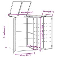 vidaXL Skjul för sopkärl för 2 platser grå 138x79x117 cm stål - Bild 11