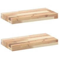 vidaXL Svävande hyllor 2 st 40x20x4 cm obehandlat massivt akaciaträ - Bild 2