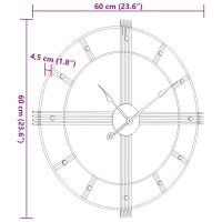 vidaXL Väggklocka svart Ø60 cm järn - Bild 7