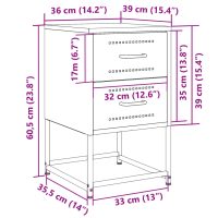 vidaXL Sängbord 2 st svart 36x39x60,5 cm stål - Bild 12