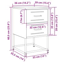 vidaXL Sängbord 2 st rosa 36x39x60,5 cm stål - Bild 12