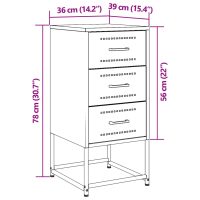 vidaXL Sängbord 2 st svart 36x39x78 cm stål - Bild 12