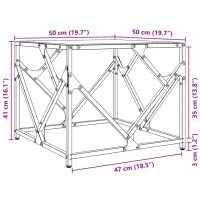 vidaXL Soffbord med transparent glasskiva 50x50x41 cm stål - Bild 9