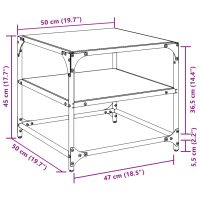 vidaXL Soffbord med svart glasskiva 50x50x45 cm stål - Bild 9