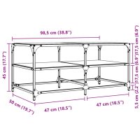 vidaXL Soffbord med transparent glasskiva 98,5x50x45 cm stål - Bild 9