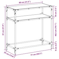 vidaXL Konsolbord med svart glasskiva 80x35x81 cm stål - Bild 9