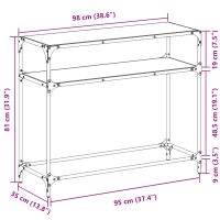 vidaXL Konsolbord med svart glasskiva 98x35x81 cm stål - Bild 9