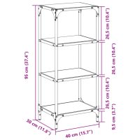 vidaXL Förvaringsställ med transparent glasskiva 40x30x95 cm stål - Bild 9