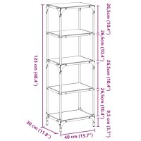 vidaXL Förvaringsställ med transparent glasskiva 40x30x123 cm stål - Bild 9