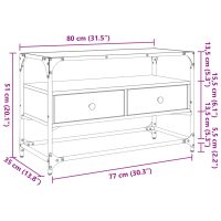 vidaXL Tv-bänk med glasskiva sonoma ek 80x35x51 cm konstruerat trä - Bild 10