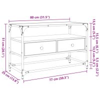 vidaXL Tv-bänk med glasskiva brun ek 80x35x51 cm konstruerat trä - Bild 10