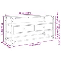 vidaXL Tv-bänk med glasskiva rökfärgad ek 98x35x51 cm konstruerat trä - Bild 10