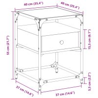 vidaXL Sängbord 2 st brun ek 40x40x55 cm konstruerat trä - Bild 12