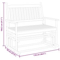 vidaXL Gungbänk svart 118x70x104,5 cm massivt poppelträ - Bild 8