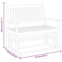 vidaXL Gungbänk grå 118x70x104,5 cm massivt poppelträ - Bild 8