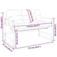 vidaXL Trädgårdsbänk med dyna antracit 113 cm stål - Bild 9