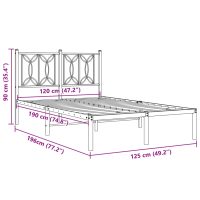 vidaXL Sängram med huvudgavel metall svart 120x190 cm - Bild 8