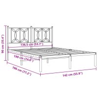 vidaXL Sängram med huvudgavel metall svart 135x190 cm - Bild 8