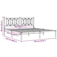 vidaXL Sängram med huvudgavel metall svart 183x213 cm - Bild 8