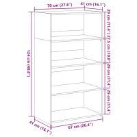 vidaXL Högskåp rökfärgad ek 70x41x124 cm konstruerat trä - Bild 9