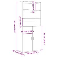 vidaXL Högskåp rökfärgad ek 80x42,5x185 cm konstruerat trä - Bild 9