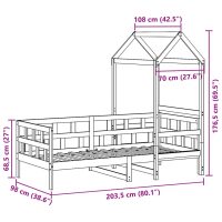 vidaXL Dagbädd med tak 90x200 cm massiv furu - Bild 12