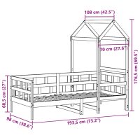 vidaXL Dagbädd med tak vaxad brun 90x190 cm massiv furu - Bild 12