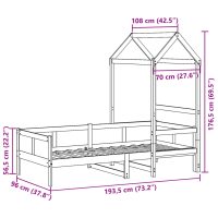 vidaXL Dagbädd med tak vit 90x190 cm massiv furu - Bild 12