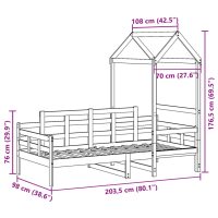 vidaXL Dagbädd med tak vit 90x200 cm massiv furu - Bild 12