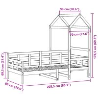 vidaXL Dagbädd med tak vit 80x200 cm massiv furu - Bild 12